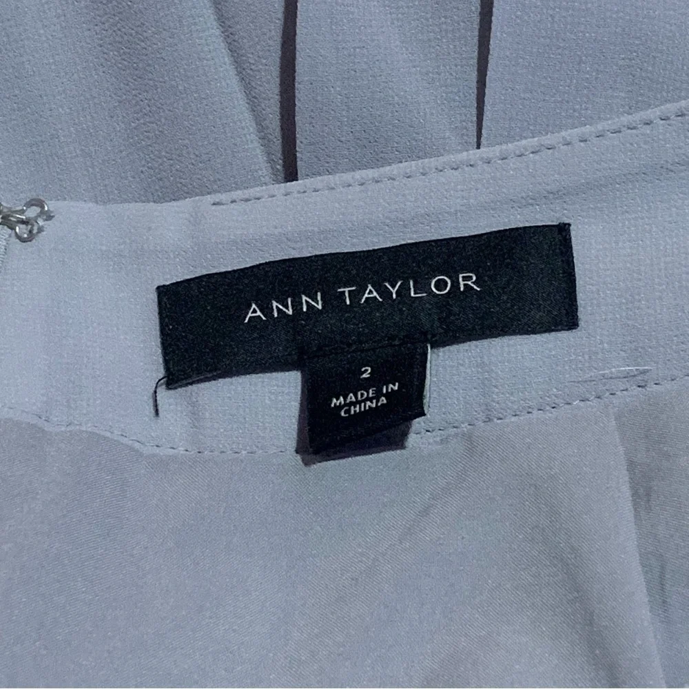 Ann Taylor Light Gray Chiffon Pleated A-Line Skirt Delicate Tie Waist Size 2 - Picture 3 of 9